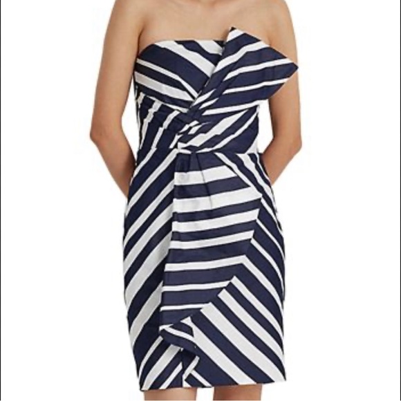 NWT Lauren by Ralph Lauren Navy and White Striped Mini Dress!! - Picture 2 of 6